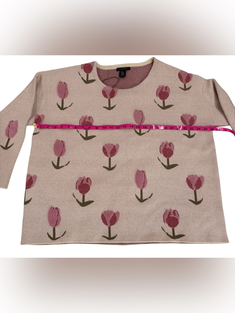 Tahari Tulip Print Sweater Pink Floral Knit Pullover Size 2X NWT - Picture 10 of 10